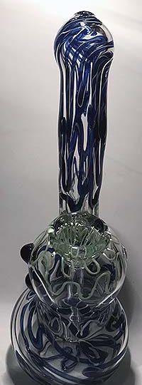 blue and green glass bubbler