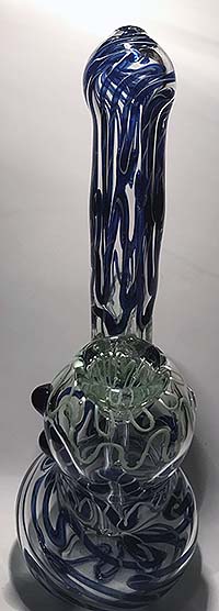 blue and green glass bubbler